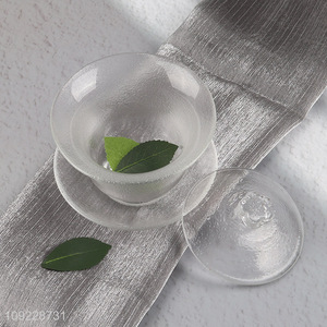 Good Quality Transparent <em>Glass</em> Tea <em>Cup</em> Set with Lid and Saucer
