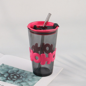 Good price <em>glass</em> water <em>cup</em> drinking <em>cup</em> with lid&straw