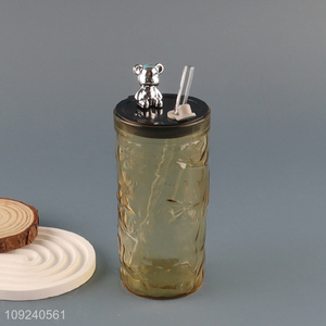 New style unbreakable <em>glass</em> <em>cup</em> water <em>cup</em> drinking <em>cup</em> with lid&straw
