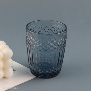 Yiwu market unbreakable <em>glass</em> embossed water <em>cup</em> drinking <em>cup</em>