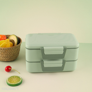 Wholesale 2-Tier Plastic Bento Lunch Box Lunch Container with <em>Spoon</em> & Fork