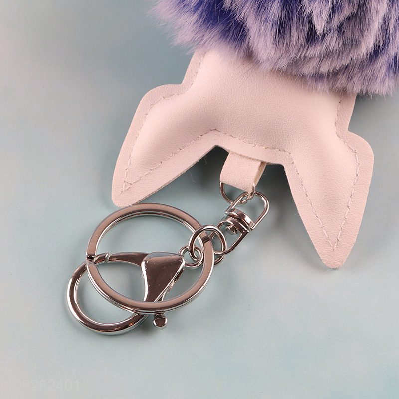 Good Quality Dog Keychain Fluffy Faux Fur Ball Keychain Bag Charm Backpack Pendant