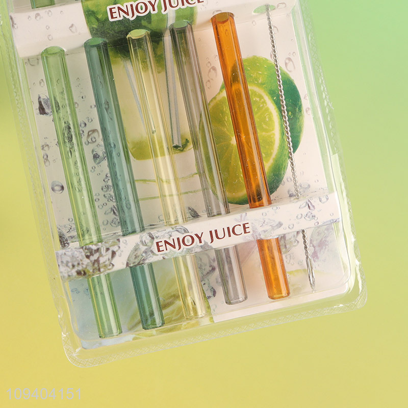 Factory supply glass drinking straw juice straw set